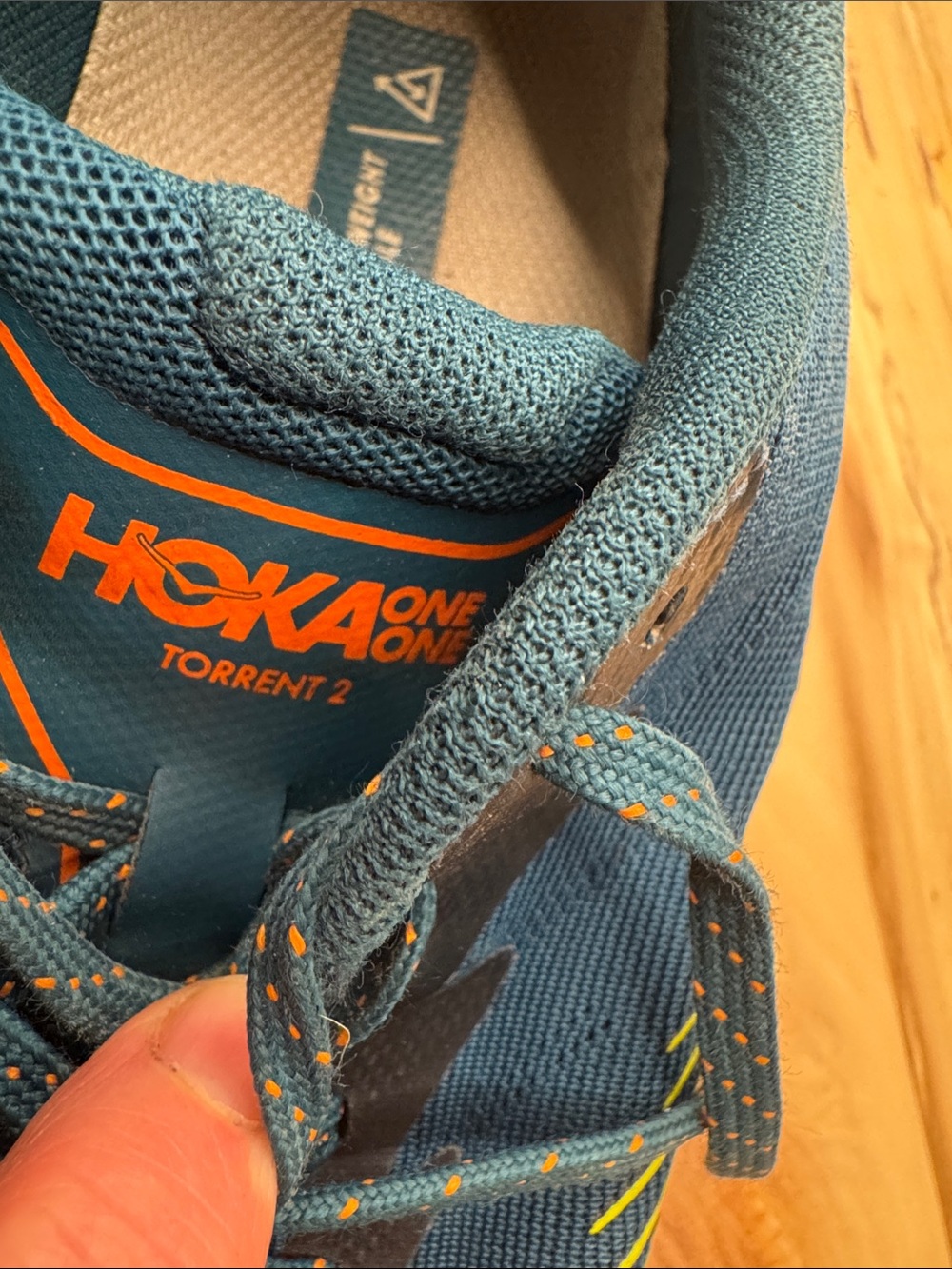 Hoka Torrent 2 trail running shoes in the Blue Coral/Evening Primrose colorway 9 - Picture 8 of 10